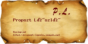 Propszt László névjegykártya